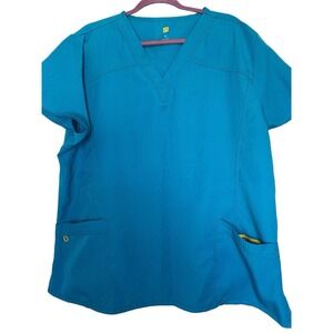 WonderWink Scrub Top Women's Size  3XL Teal V Neck Lightweight Stretch